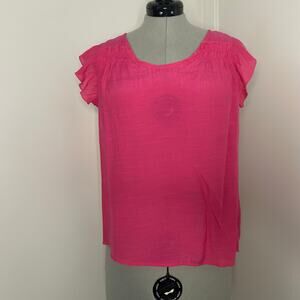 Nanette Lepore Lightweight Pink Flutter Sleeve Blouse Size L